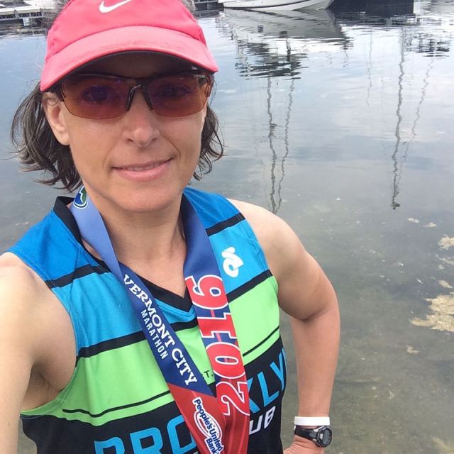 Icing my legs in Lake Champlain